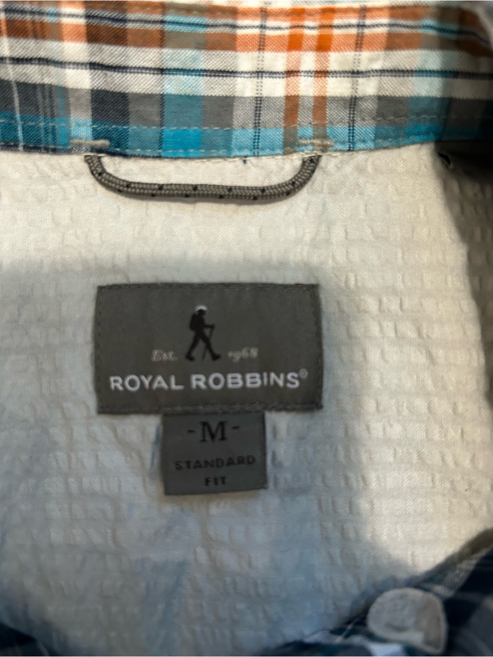 Royal Robbins Plaid Short-Sleeve Button-Down Shirt - Teal, Brown & White - Picture 3 of 4
